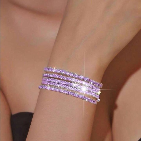 Glamorous Purple Rhinestone Bracelets - Picture 3 of 4